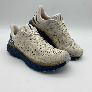 Hoka One One Running Shoes Womens 9 Clifton 7 White Blue Gold